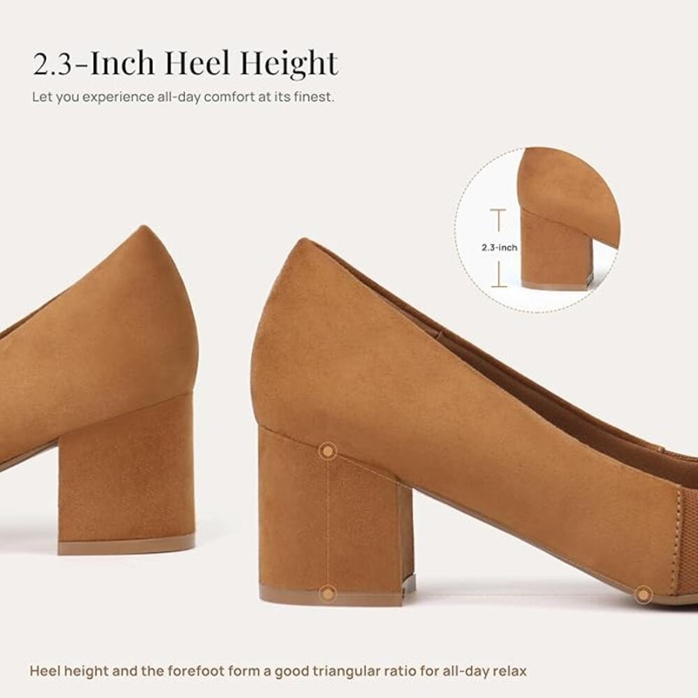 New Womens Size 8 Brown Faux Suede Comfort Heels - Picture 3 of 6